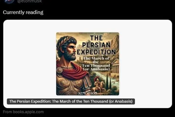 «ایلان ماسک» مشغول خواندن کتابی درباره ایران باستان است